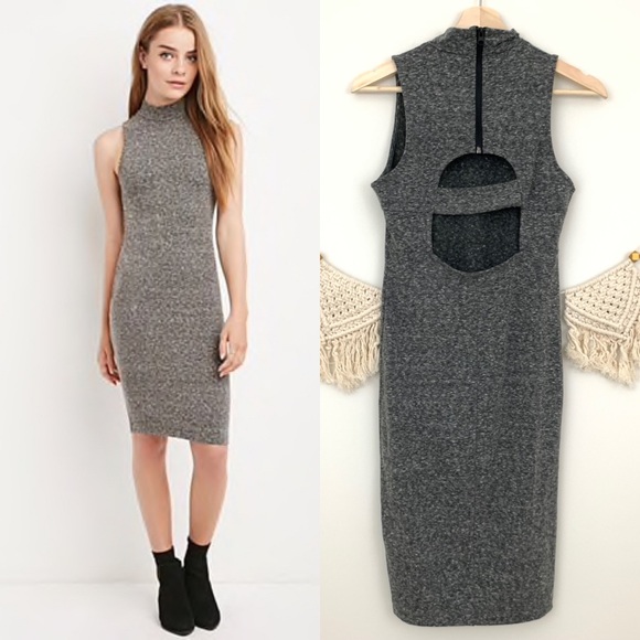 Forever 21 Dresses & Skirts - NWOT Forever 21 Gray High Neck Fitted Midi Dress